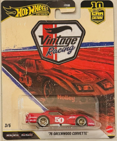 Hot Wheels 2026 Premium Vintage Racing 3/5, '76 Greenwood Corvette, red