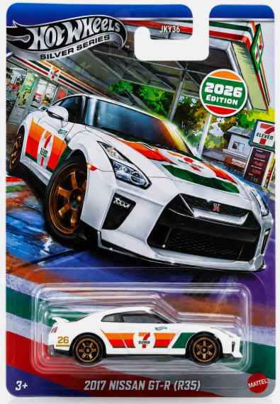 Hot Wheels 2026, 7-Eleven 2017 Nissan GT-R R35, white