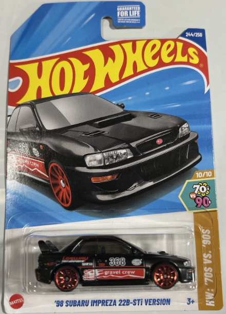 Hot Wheels 2024 #244/250 '98 Subaru Impreza 22B-STi Version, RETAILER EXCLUSIVE, black