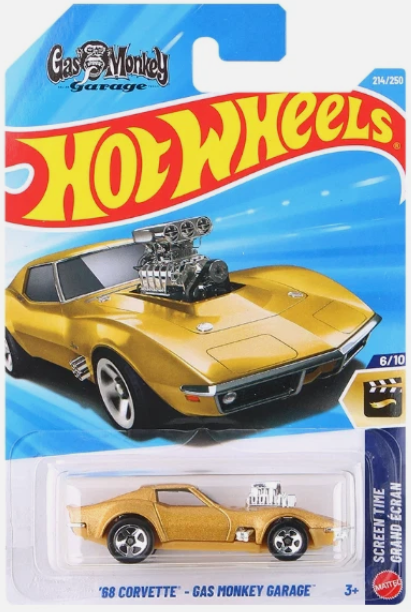 Hot Wheels 2026 #214/250, '68 Corvette - Gas Monkey Garage, gold