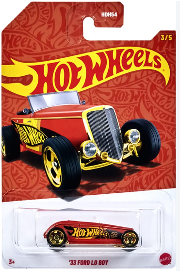Hot Wheels 2027 59th Anniversary Mix 1 3/5, '33 Ford Lo Boy, red & gold