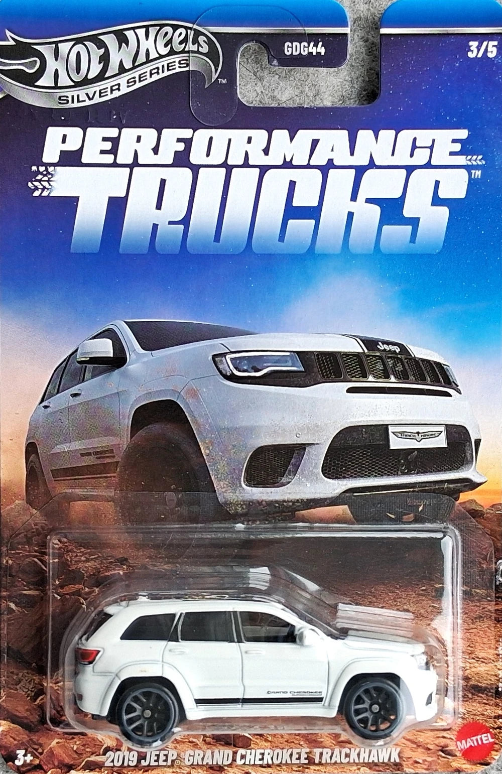 Hot Wheels 2026 Silver Series Performance Trucks 3/5, 2019 Jeep Grand Cherokee Trackhawk, bright white
