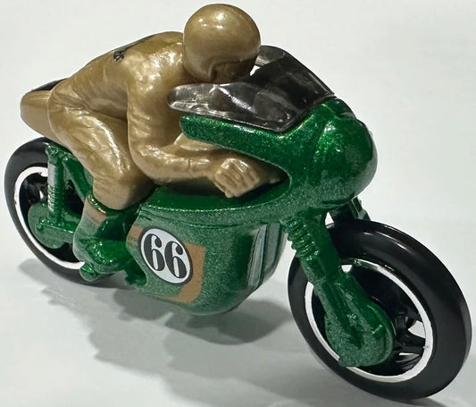 Hot Wheels 2025 #235/250 1966 Triumph Tiger 100, TREASURE HUNT, NEW/LOOSE, green