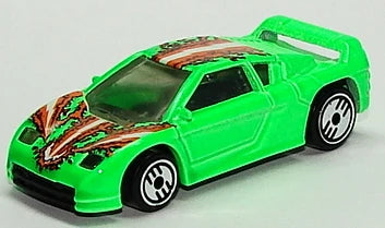 Hot Wheels 1994 #228 Zender Fact 4, NEW/LOOSE, bright green (orange lightning)