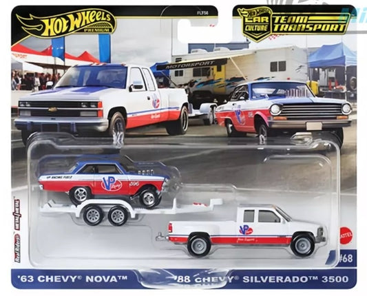 Hot Wheels Car Culture Team Transport #68 '63 Chevy Nova & '88 Chevy Silverado 3500