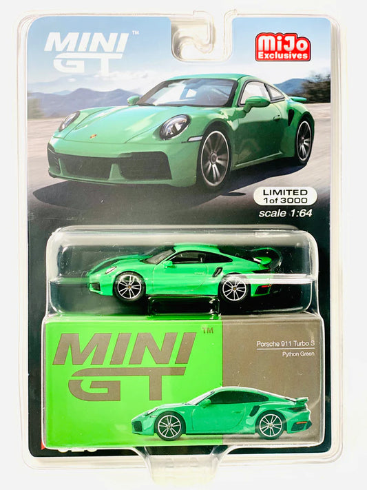 Mini GT #525 Porsche 911 Turbo S, python green