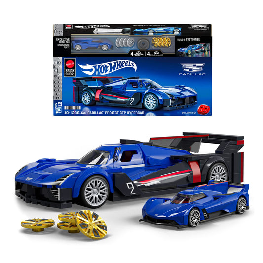 Mattel Brick Shop, Hot Wheels Cadillac Project GTP Hypercar, 236pc, blue