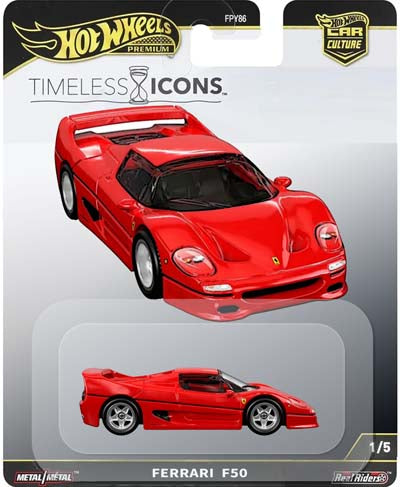Hot Wheels 2025 Premium Timeless Icons 1/5, Ferrari F50, red