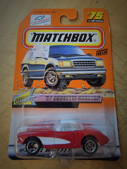 Matchbox 1999 #075/100 Classics 5/5 '57 Corvette Hardtop, red *PRICE TAG ON CARD*