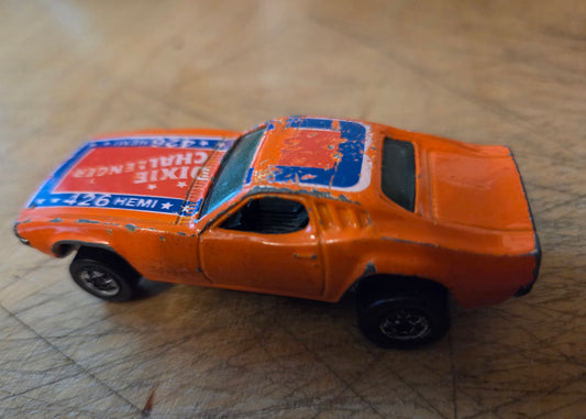 Hot Wheels 1983, Dixie Challenger, PREOWNED/LOOSE, orange (read description)