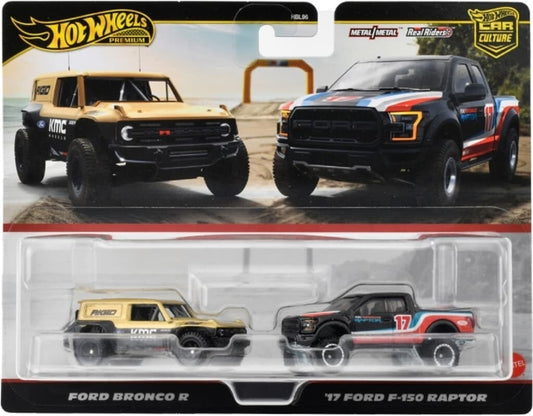Hot Wheels 2024 Premium 2-Pack, Ford Bronco R & '17 Ford F-150 Raptor
