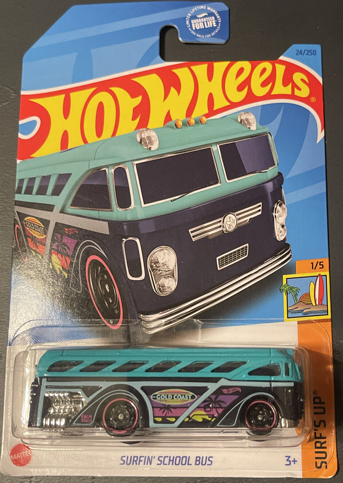 Hot Wheels 2023 #024/250 Surfin' School Bus, turquiose