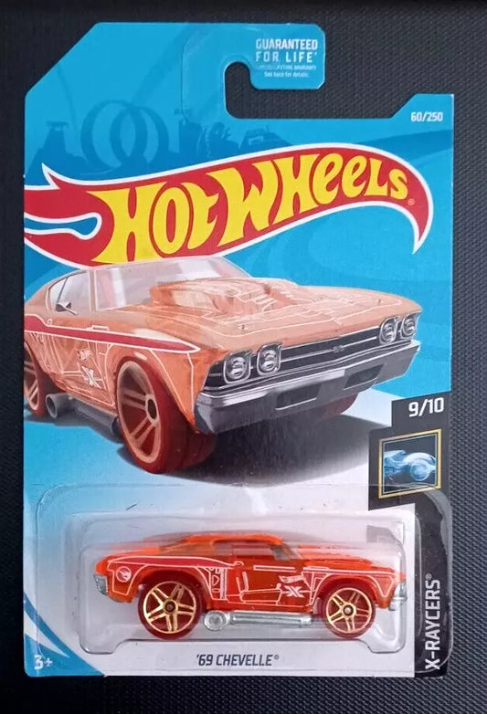 Hot Wheels 2019 #060/250 '69 Chevelle, TREASURE HUNT, clear orange