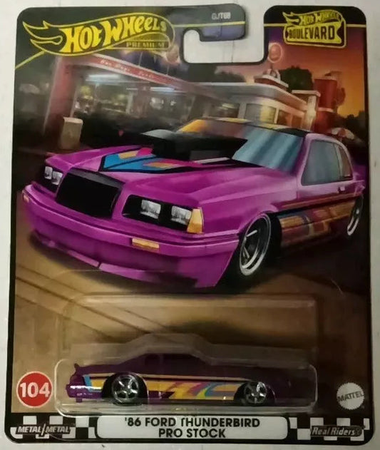 Hot Wheels Boulevard Series #104 '86 Ford Thunderbird Pro Stock, purple