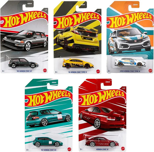 Hot Wheels 2022 Honda Civic Anniversary Themed Assortment Set of 5