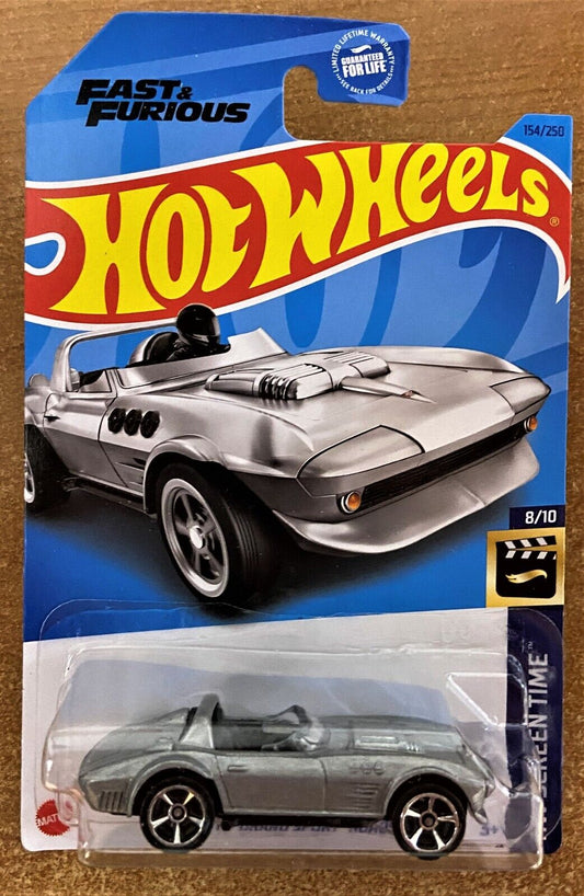 Hot Wheels 2023 #154/250 "Fast & Furious" Corvette Grand Sport Roadster, metalflake silver