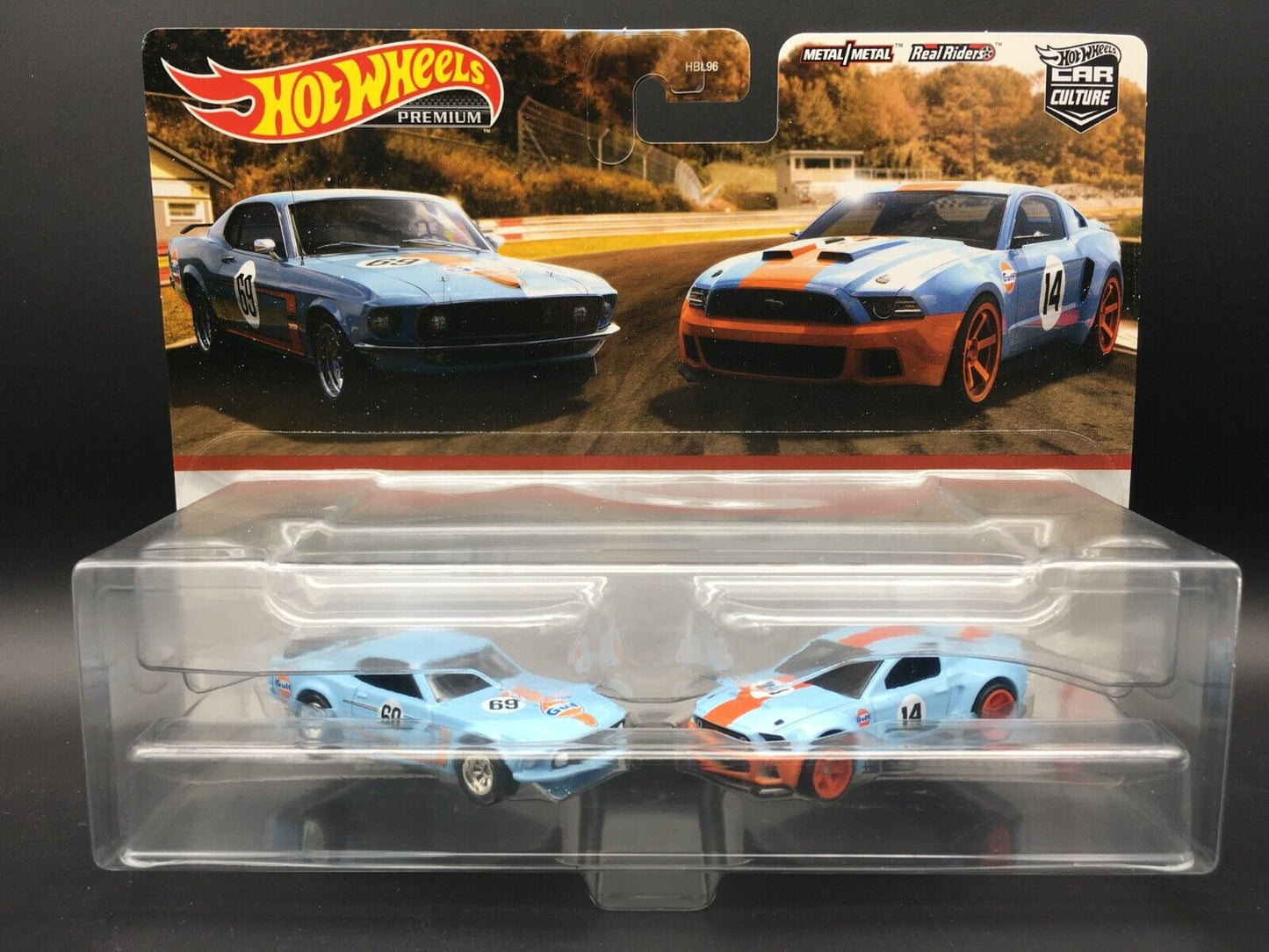 Hot Wheels Premium 2-pack 1969 Ford Mustang Boss 302 & 2014 Custom Mustang