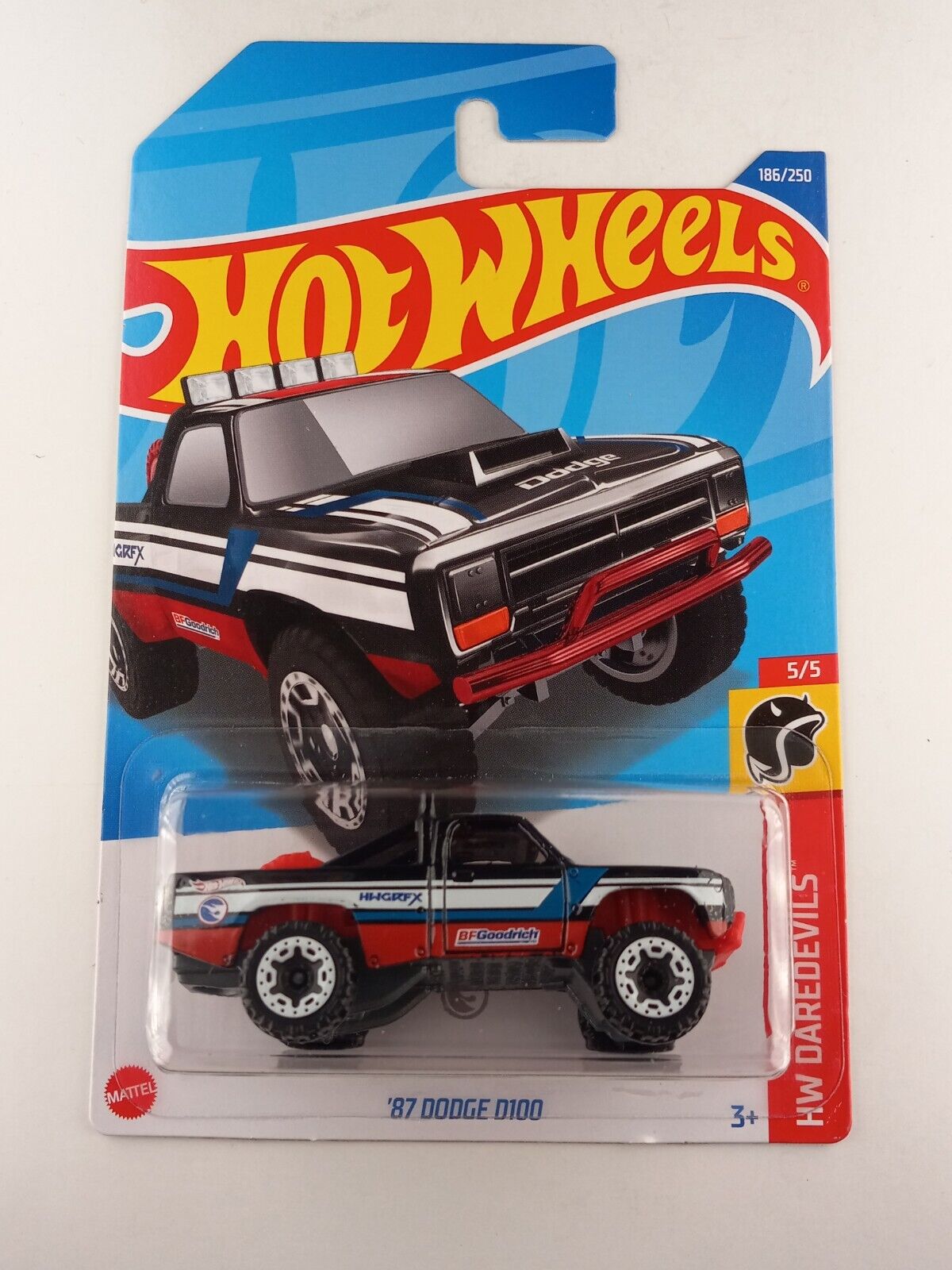 Hot Wheels 2022 #186/250 '87 Dodge D100, TREASURE HUNT, black