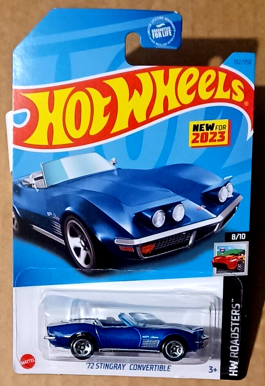 Hot Wheels 2023 #132/250 '72 Stingray Convertible, targa blue