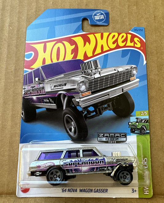 Hot Wheels 2023 #145/250 '64 Nova Wagon Gasser, WALMART EXCLUSIVE, zamac
