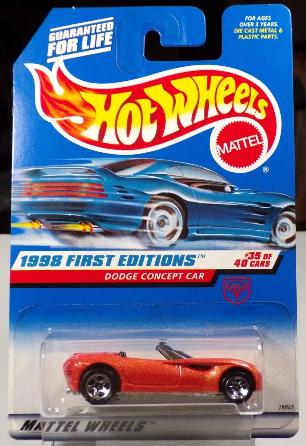 Hot Wheels 1998 First Editions #35/40 Dodge Concept Car, metallic orange