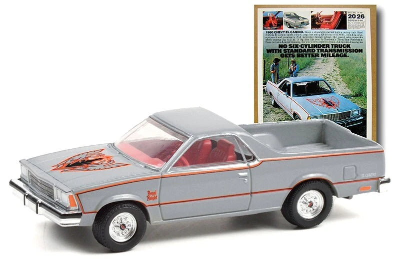Greenlight Vintage Ad Cars, 1980 Chevrolet El Camino "Royal Knight", NEW/LOOSE, grey
