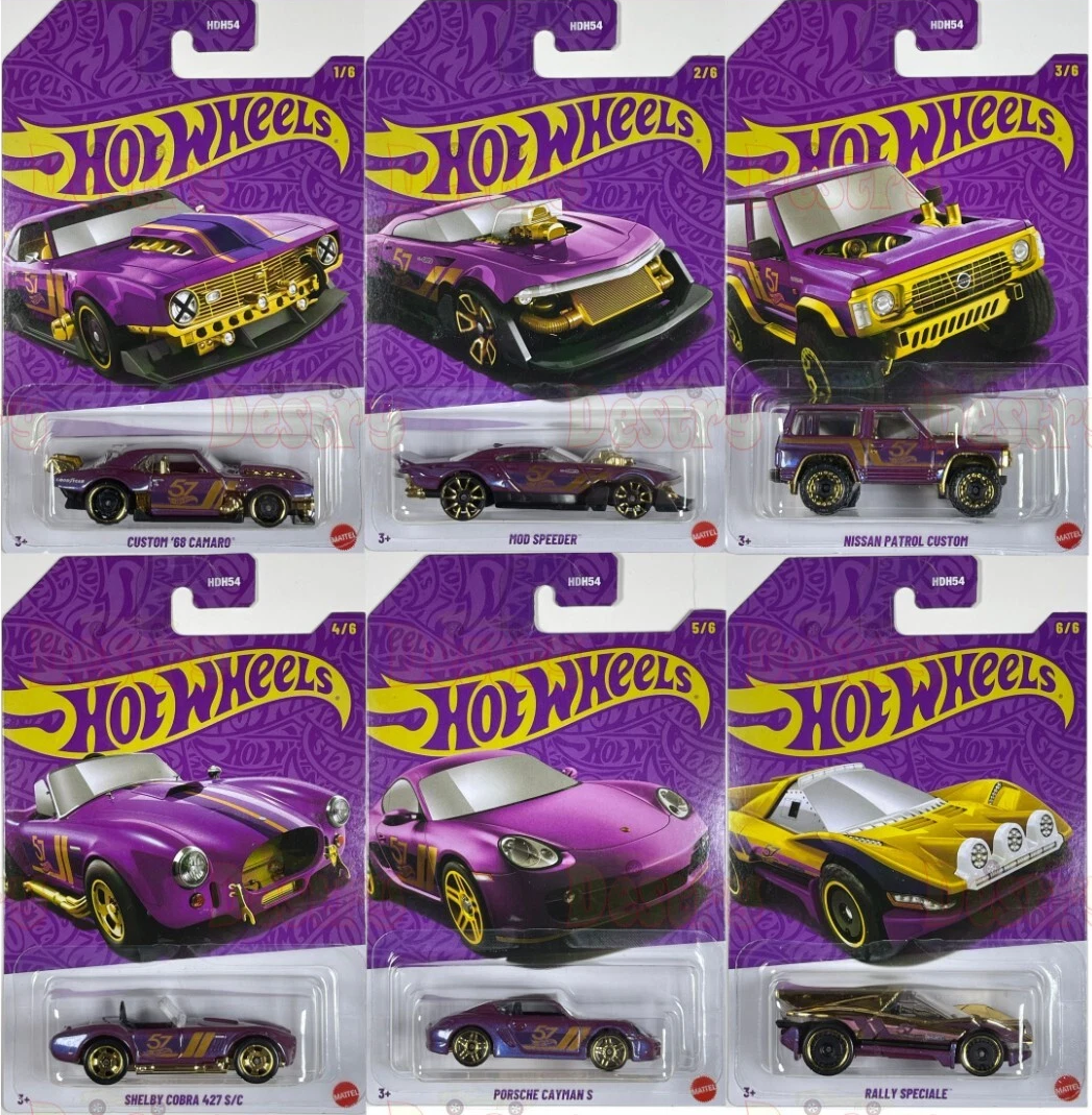 Hot Wheels 2025 57th Anniversary mix B, Set 1-6, with chase