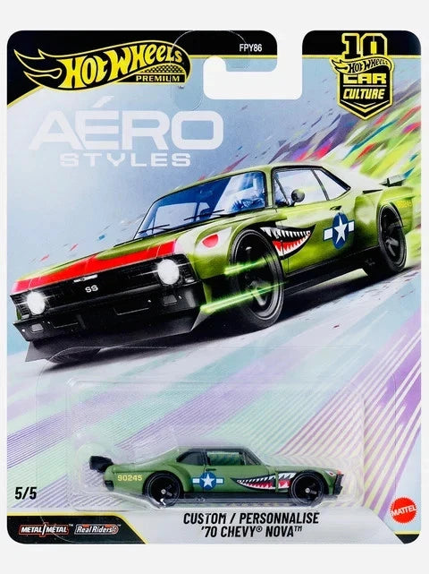 Hot Wheels 2026 Premium Aero Styles 5/5, Custom '70 Chevy Nova, matte olive