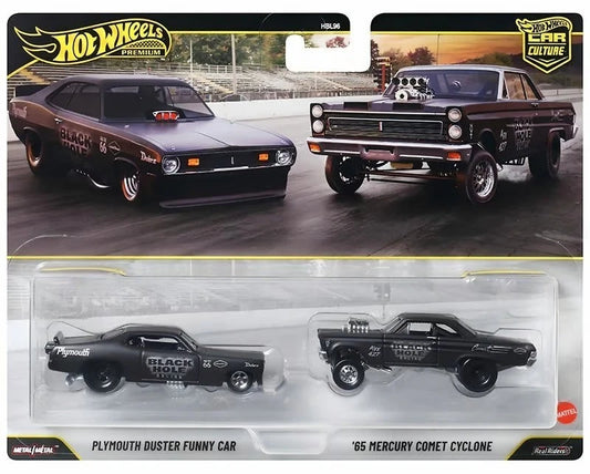 Hot Wheels 2026 Premium 2-Pack, Plymouth Duster Funny Car & '65 Mercury Comet Cyclone