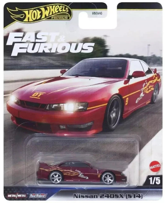 Hot Wheels 2025 Premium Fast & Furious L Assortment 1/5, Nissan 240SX (S14), dark red