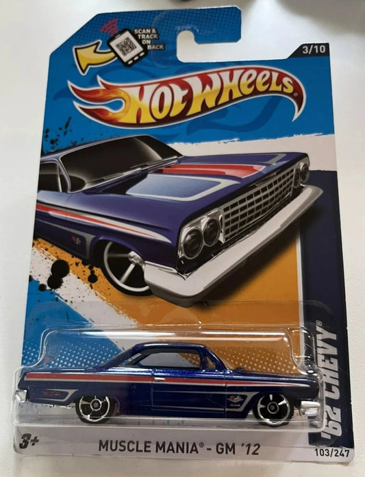 Hot Wheels 2012 Muscle Mania Series #3/10 '62 Chevy (Impala), blue