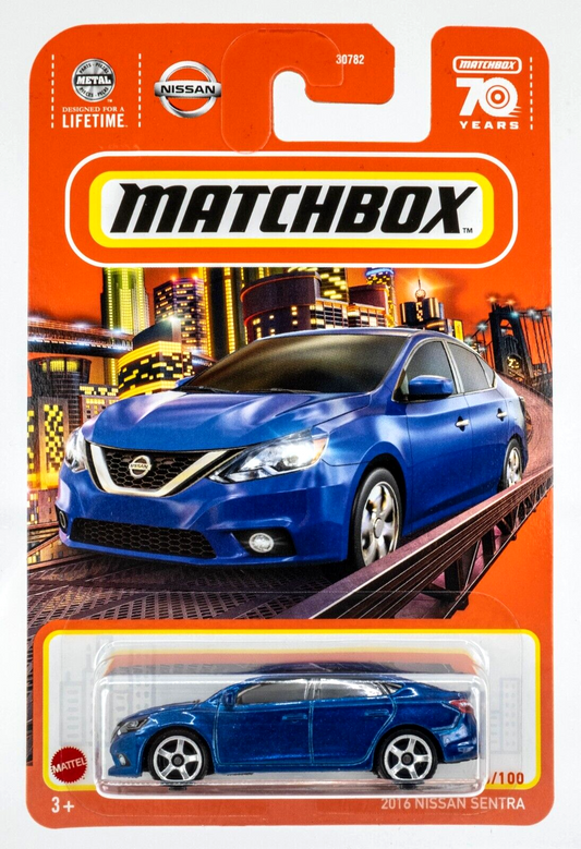 Matchbox 2023 #070/100 2016 Nissan Sentra, deep pearl blue