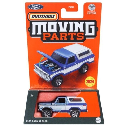Matchbox 2024 Moving Parts 1978 Ford Bronco, blue/white
