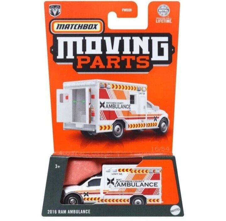 Matchbox 2024 Moving Parts 2015 RAM Abulance, white