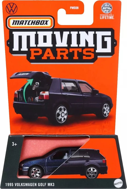 Matchbox 2024 Moving Parts 1995 Volkswagen Golf Mk2, metallic dark violet