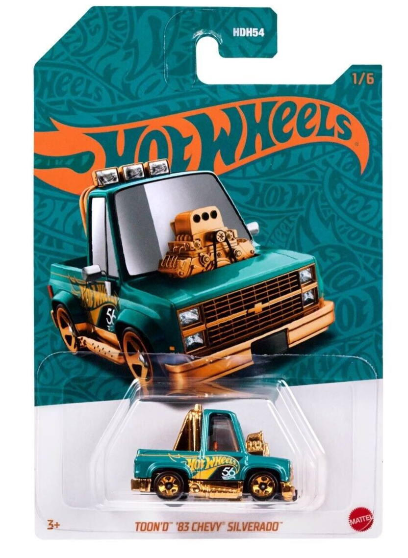 Hot Wheels 2024 Pearl And Chrome 56th Anniversary 1/6 Toon'd '83 Chevy Silverado