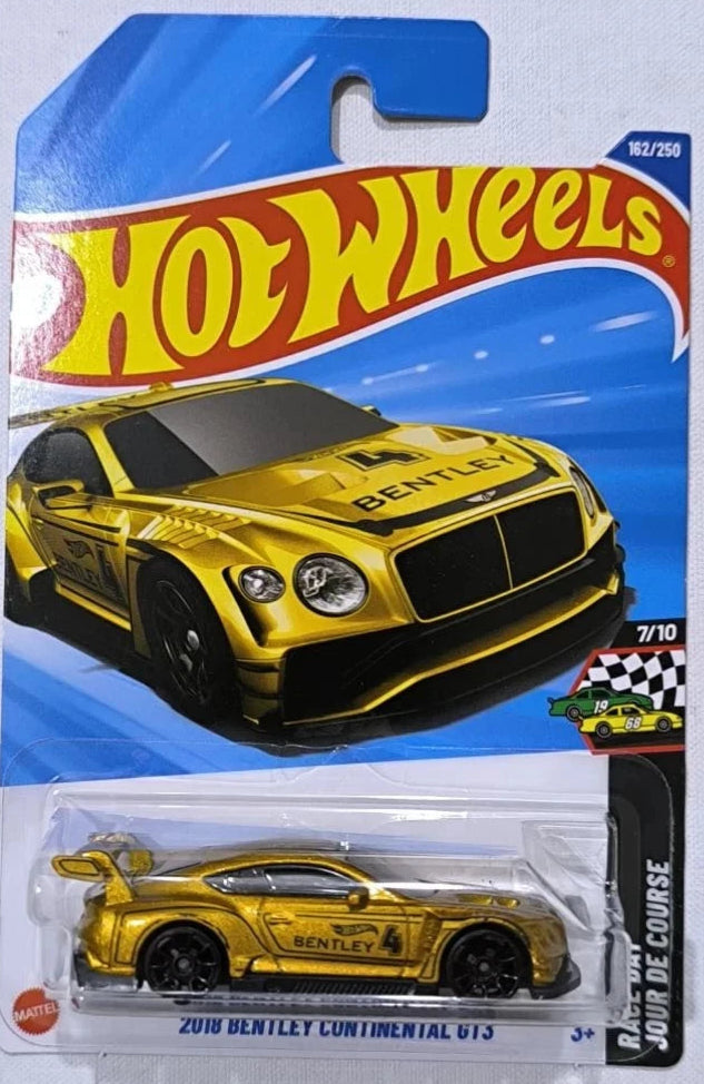 Hot Wheels 2025 #162/250 2018 Bentley Continental GT3, gold