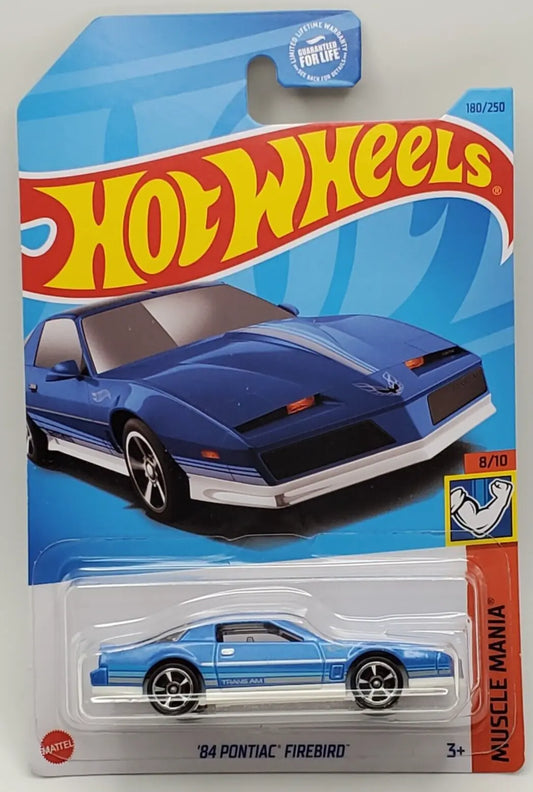 Hot Wheels 2023 #180/250 '84 Pontiac Firebird, metallic light blue