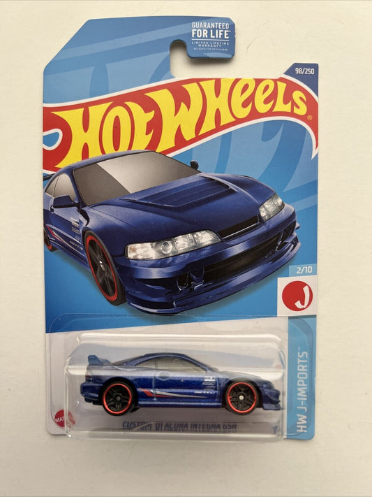 Hot Wheels 2022 #098/250, Custom '01 Acura Integra GSR, RETAILER EXCLUSIVE, blue