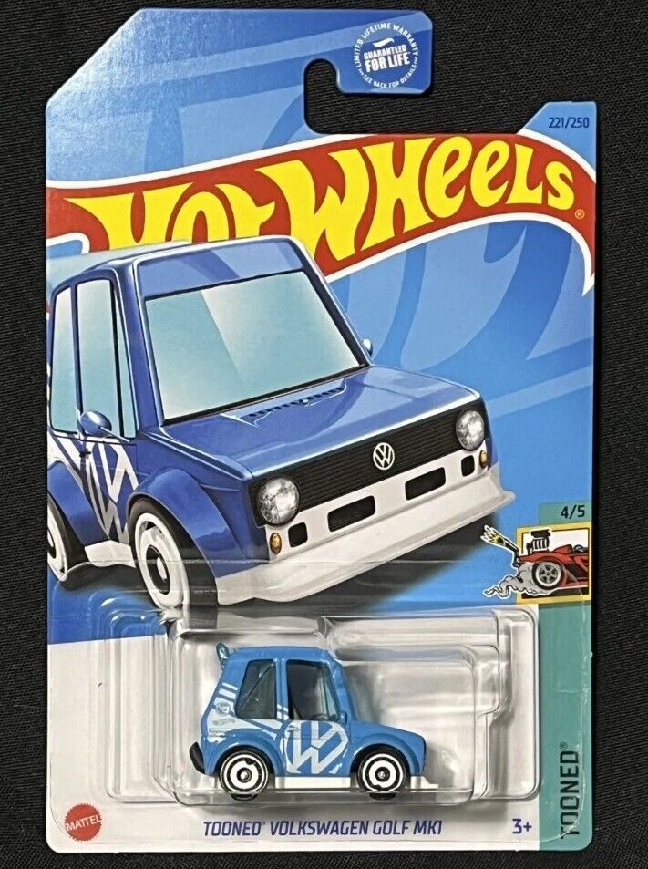 Hot Wheels 2023 #221/250 Volkswagen Golf Mk1 (Tooned), TREASURE HUNT, sky blue