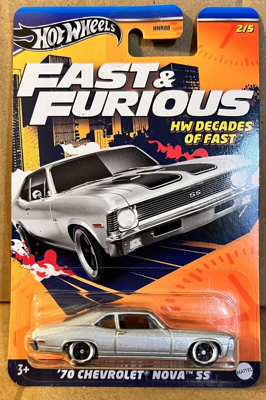 Hot Wheels 2024 Silver Label Fast & Furious HW Decades of Fast 2/5 '70 Chevy Nova SS