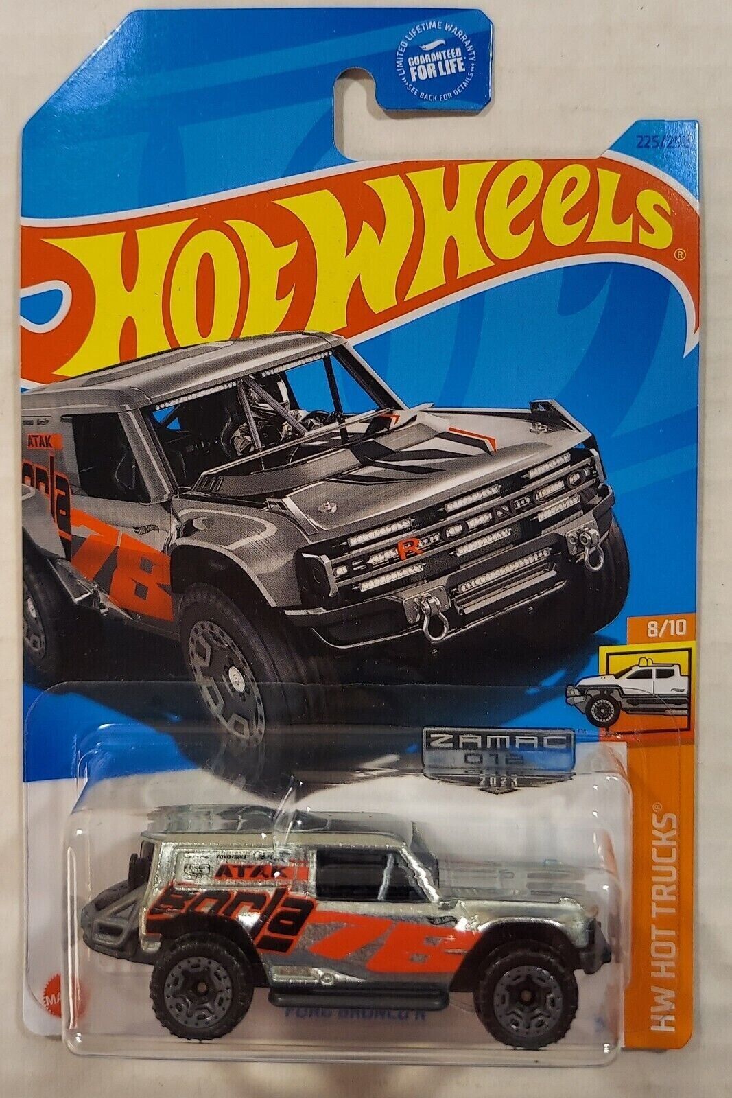 Hot Wheels 2023 #225/250 Ford Bronco R, RETAILER EXCLUSIVE, zamac