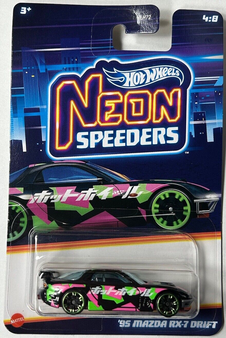 Hot Wheels 2024 Neon Speeders Mix A 4/8 '95 Mazda RX-7 Drift, black