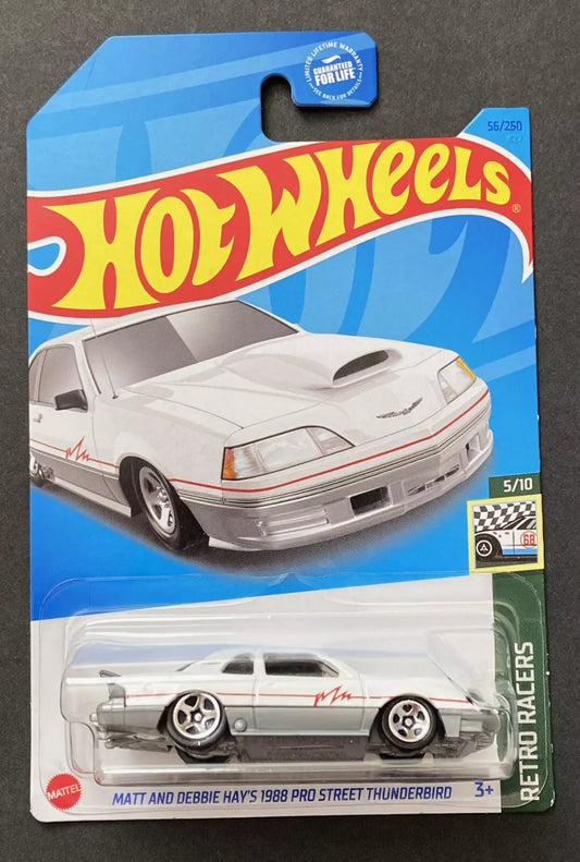 Hot Wheels 2023 #056/250 Matt and Debbie Hay's 1988 Pro Street Thunderbird, white