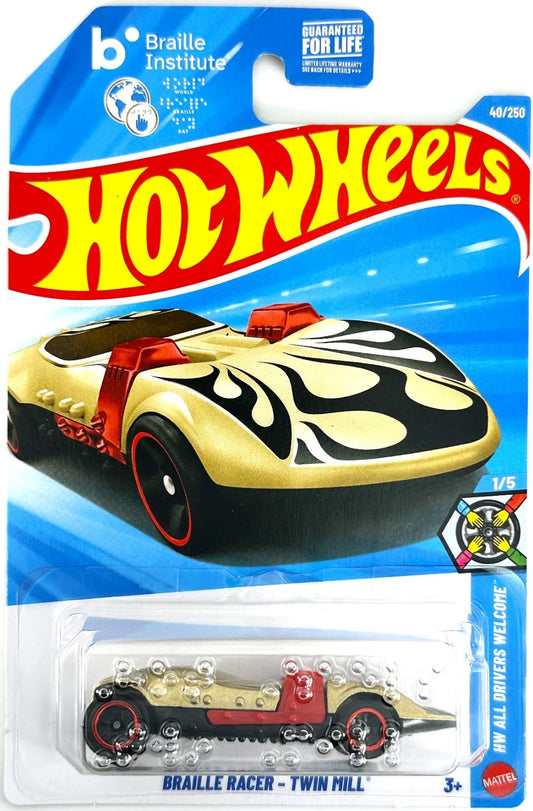 Hot Wheels 2026 #040/250 Braille Racer - Twin Mill, goldenrod