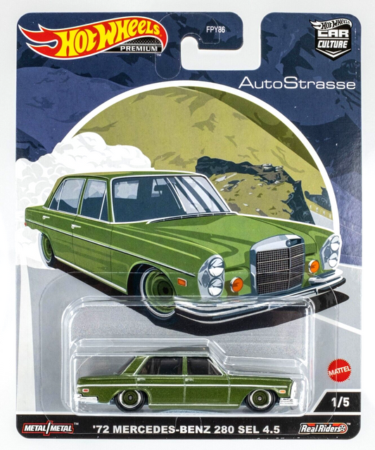 Hot Wheels Premium 2023 AutoStrasse 1/5 '72 Mercedes-Benz 280 SEL 4.5