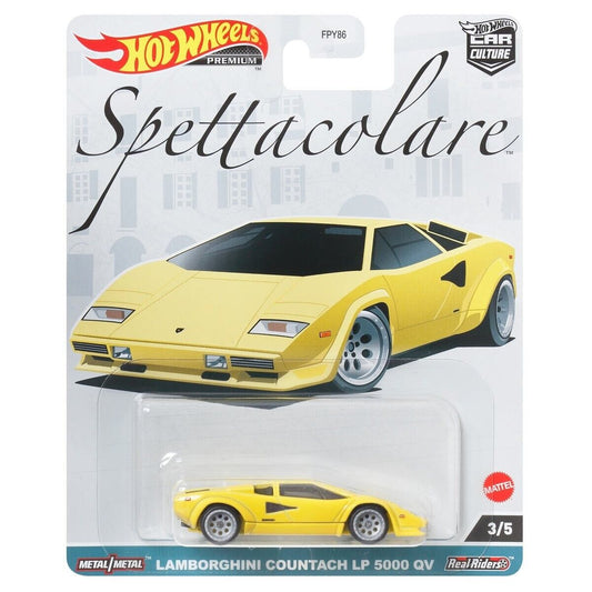 Hot Wheels Premium 2023 Spettacolare 3/5 Lamborghini Countach 5000 QV, yellow