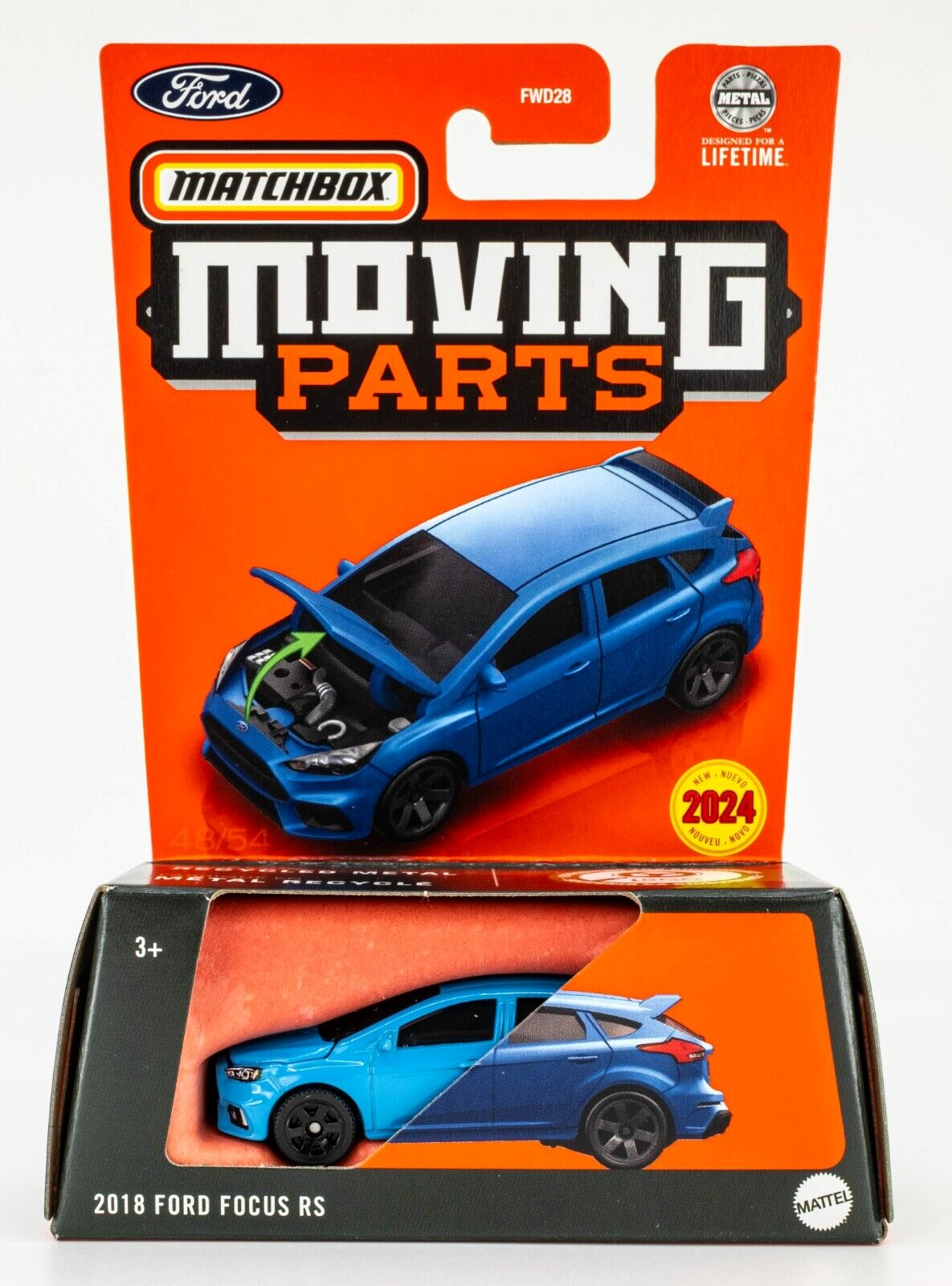 Matchbox 2024 Moving Parts 2018 Ford Focus RS, blue