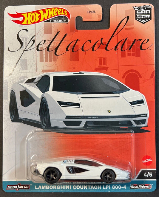 Hot Wheels Premium 2023 Spettacolare 4/5 Lamborghini Countach LPI 800-4, white