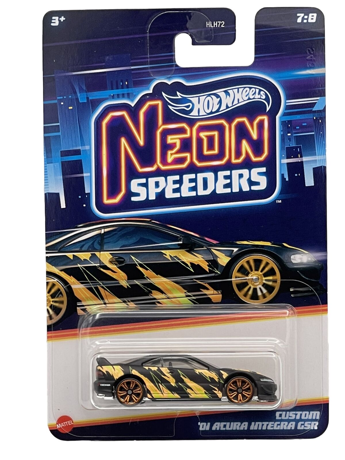 Hot Wheels 2024 Neon Speeders Mix A 7/8 Custom '01 Acura Integra GSR, black